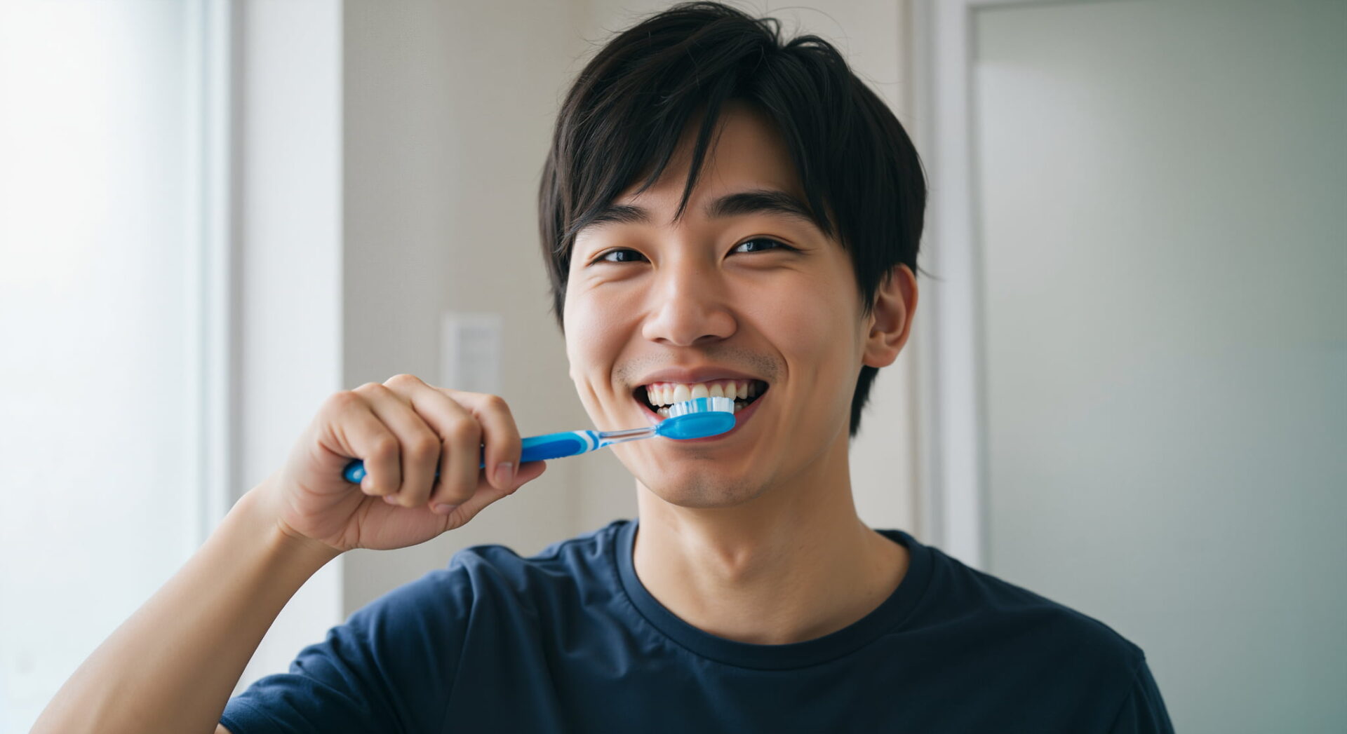 歯周病予防のために歯磨きを徹底する男性