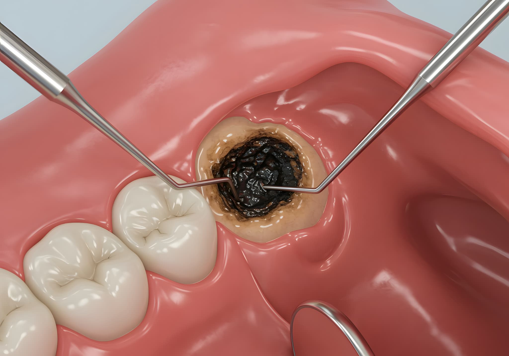 歯の大部分が失われている重度の虫歯