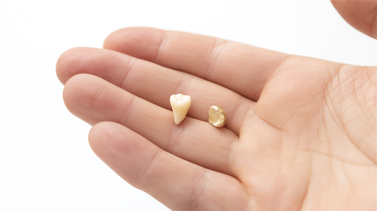 被せ物が必要となる、歯が欠けてしまった様子